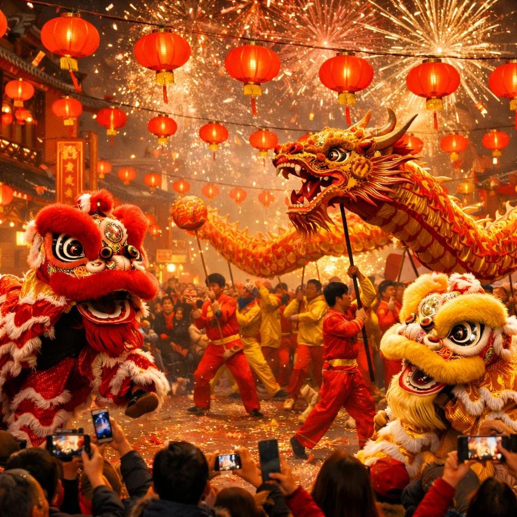 Lion and Dragon Dance शेर और ड्रैगन नृत्य